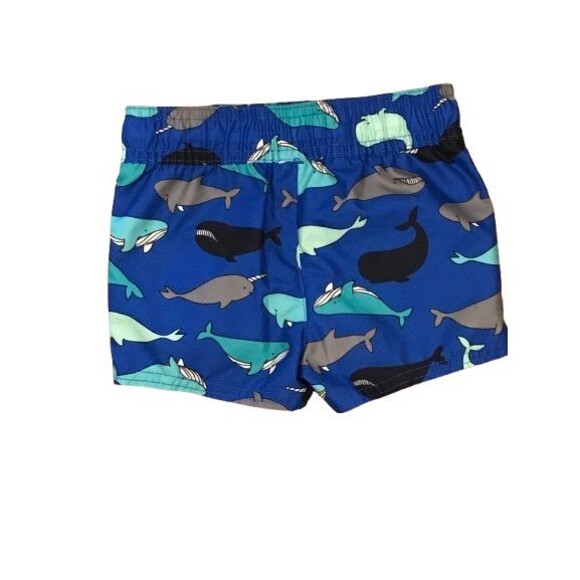 Baby Boy's 6-9 Months Swim Trunks Cat & Jack Drawstring and Liner Whales - Picture 2 of 2